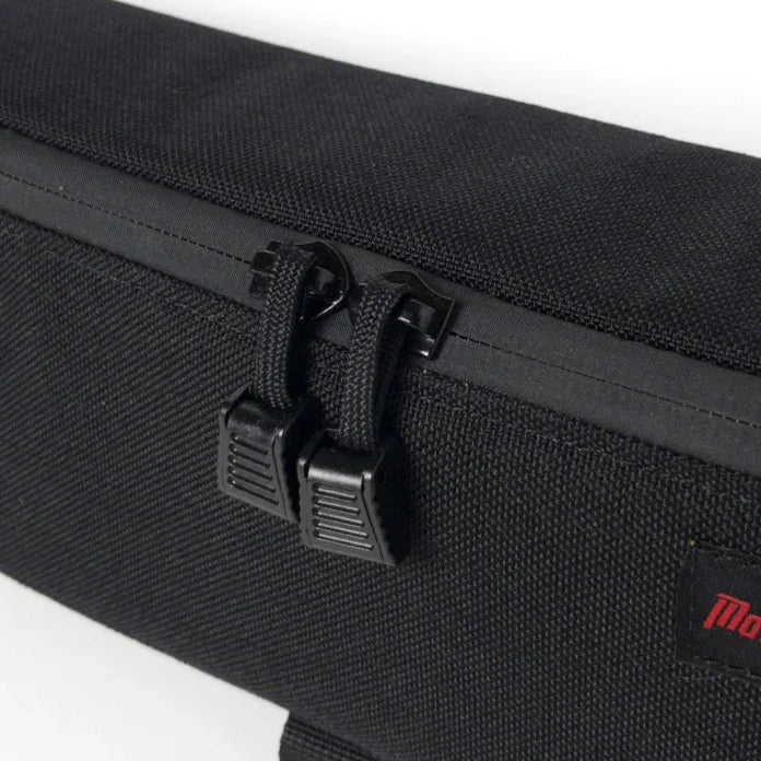 Motorcycle adventure hanldebar bag in black with YKK zipper