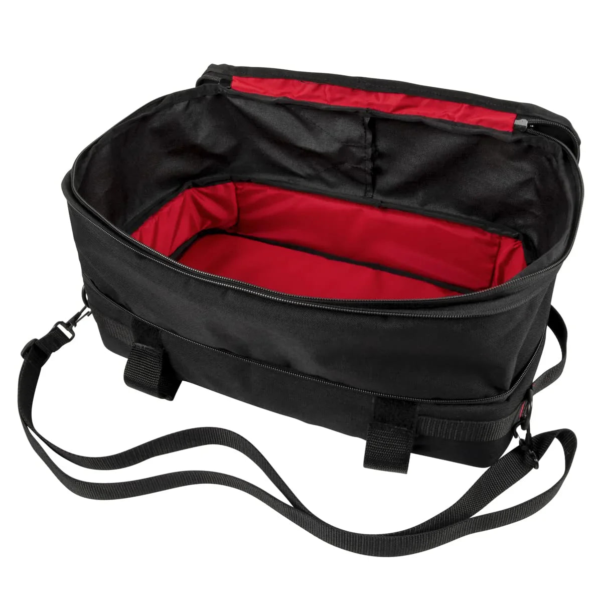 Motorcycle Pannier Topper Bag with carrying strap.