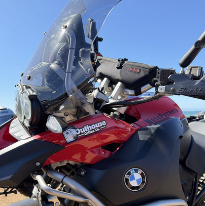 Moto Pockets Adventure Hanldebar Bag mounted on BMW GS 