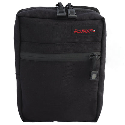 Moto Pockets Drifter Motorcycle Handlebar Bag .  Black CORDURA with YKK Zippers.