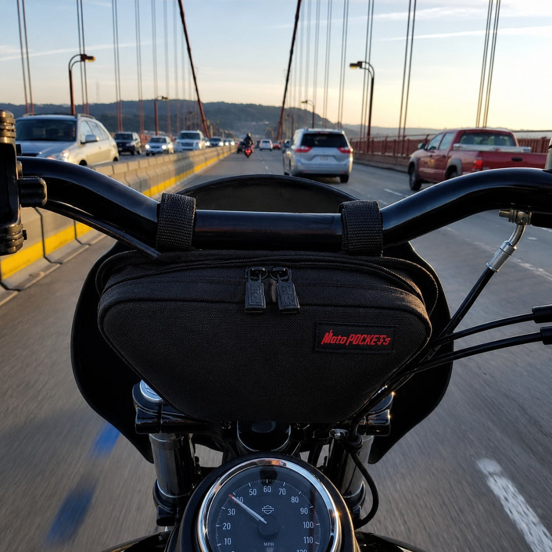 OG T-bar Bag on a Harley Davidson Motorcycle