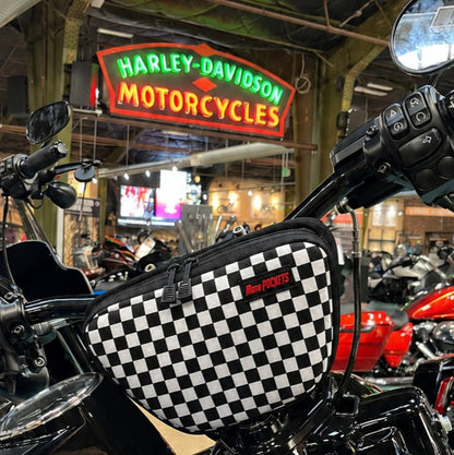 OG Harley T-Bar Handlebar Bag Black & White Checkered