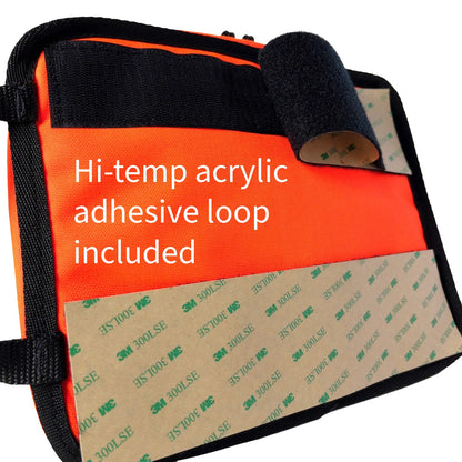 Top case lid bag adhesive loop