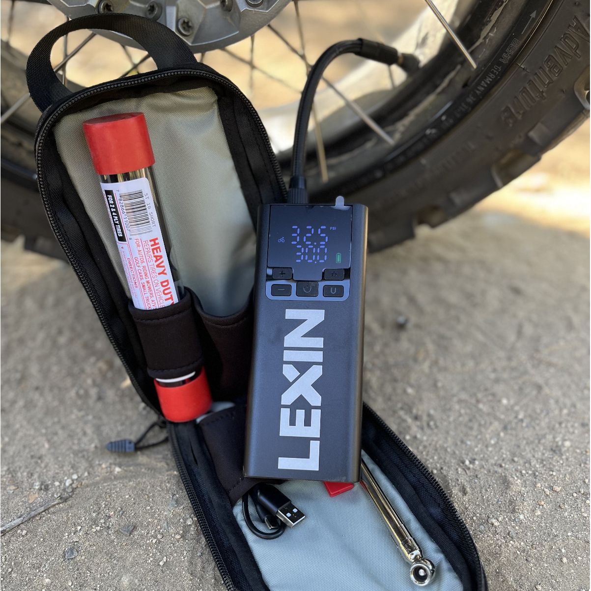 Motorcycle Tubeless Tire Repair Kit with Pump & Tools - Moto Pockets