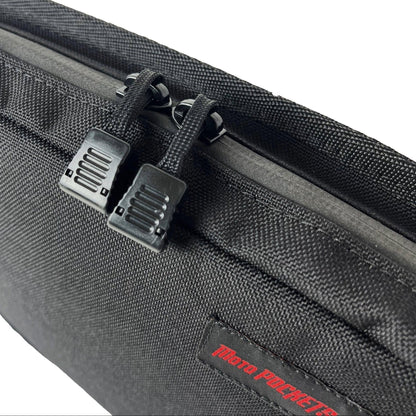 Moto Pockets OG T-Bar bag showing Cordura construction and front zipper