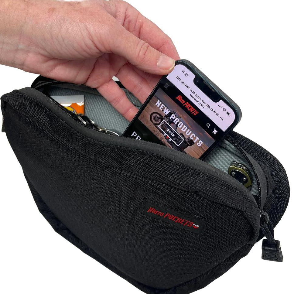 Interior main storage  Moto Pockets OG T-Bar handlebar bag